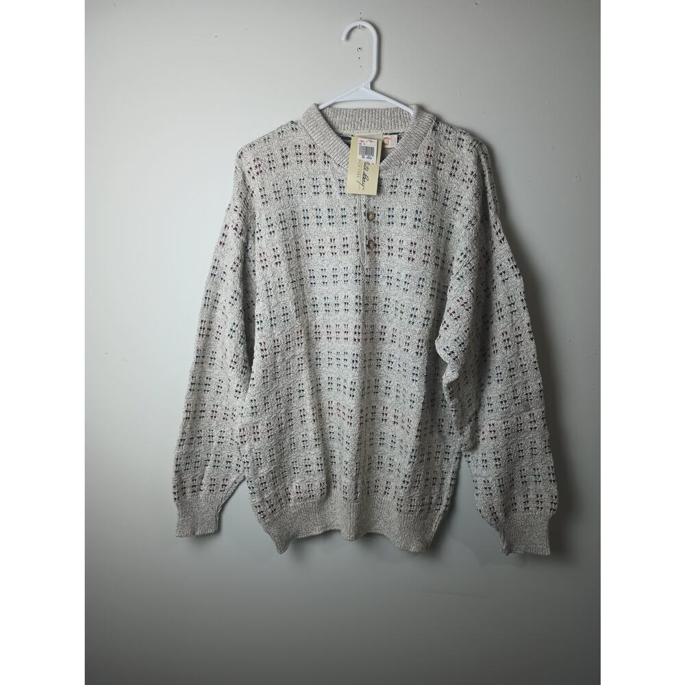 Vtg 90s Resolute Bay 100% Cotton Knit Multicolor Sweater Men's L‎ NWT 90s